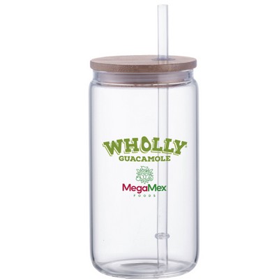18oz. Glass Tumbler Bamboo Lid & Straw